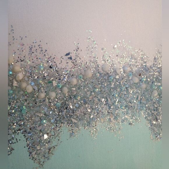 Original Glittery Abstract Seafoam Green  Glam Painting - Picture 2 of 4